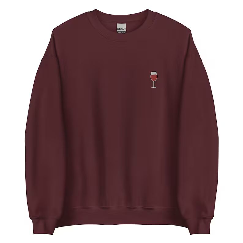 Wine Sweatshirt, Wine Lover Gift, Long Sleeve Embroidered Sweatshirt, Embroidery Sweater Gift, Pr... | Etsy (CAD)