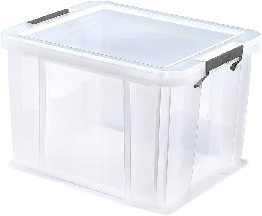 Whitefurze Allstore Container with Silver Clamp, Plastic, Natural, 36 Litre | Amazon (UK)