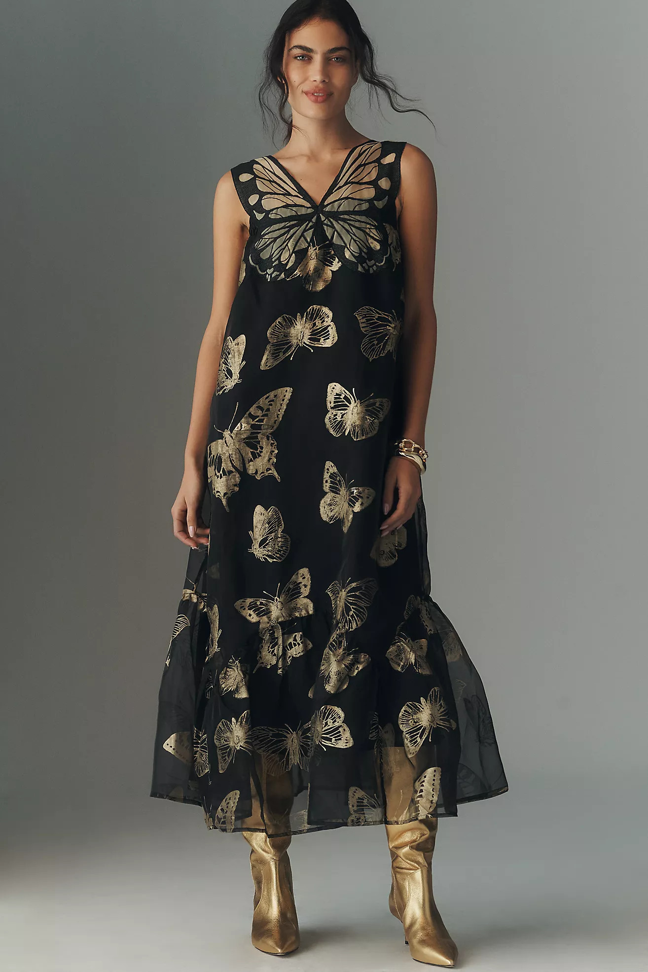 By Anthropologie Sleeveless Butterfly Midi Dress | Anthropologie (US)