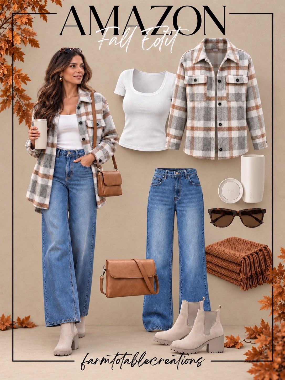 Pumpkin Patch Outfit 🎃🍂

The perfect casual-cute look for a day at the pumpkin patch! This plaid shacket layered over a simple white tee with relaxed denim gives you that effortless fall look, while neutral Chelsea boots, a warm cognac crossbody, tortoise sunglasses, and a tumbler finish it off perfectly.

Cozy enough for pumpkin picking and cider sipping, but still put-together for all those fall photos. These Amazon pieces are also easy to mix and match with your everyday wardrobe all season long!

Follow @farmtotablecreations on Instagram for more cozy home finds and trending decor.

#LTKStyle #AmazonFashion #AmazonFinds #PumpkinPatchOutfit #FallOutfit #FallFashion #FallStyle #PlaidShacket #CasualFallStyle #PumpkinPatchStyle #AmazonStyle #FallWardrobe #CozyFall #AutumnOutfit #LTKFinds

#LTKSeasonal #LTKOver40 #LTKmomlife