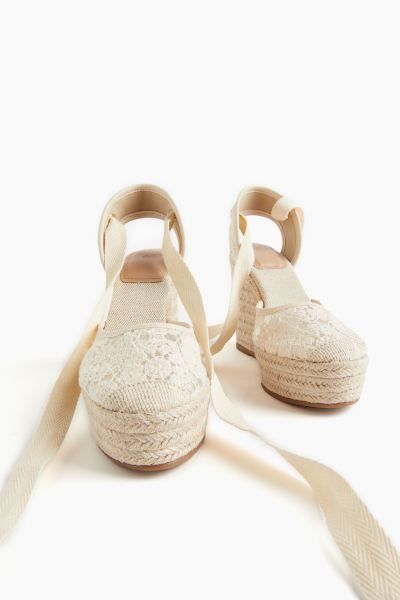Wedge-heeled espadrilles - High heel - Cream - Ladies | H&M GB | H&M (UK, MY, IN, SG, PH, TW, HK)