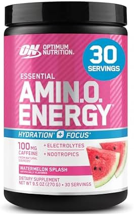 Optimum Nutrition Amino Energy Powder Plus Focus, with BCAA, Electrolytes, and Caffeine, Watermel... | Amazon (US)