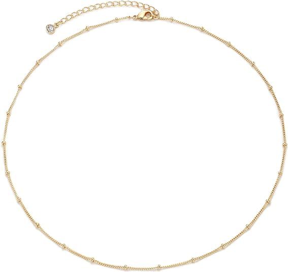 MEVECCO Gold Chain Choker Necklace,14K Gold Plated Dainty Cute Lip Chain Long Necklace Delicate F... | Amazon (US)