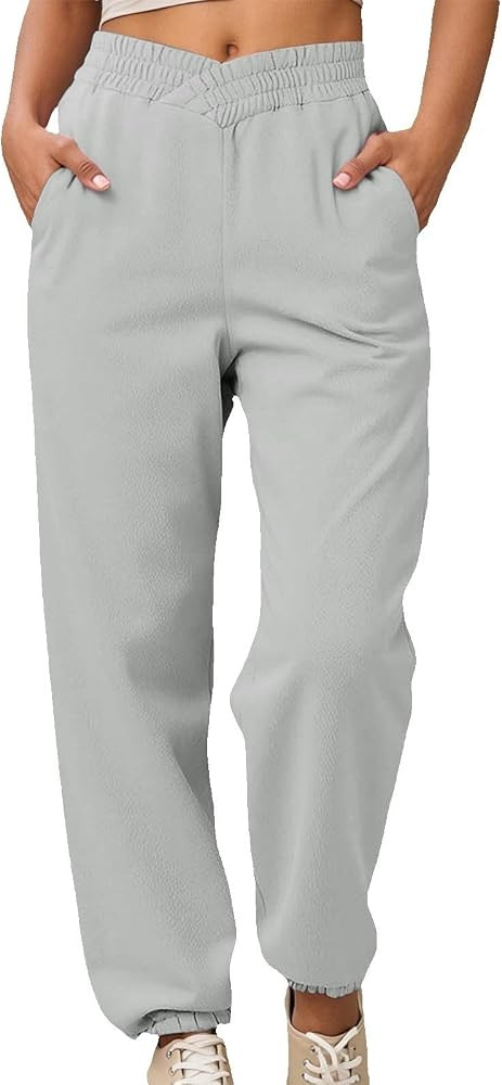 Criss Cross High Waisted Sweatpants Women Baggy Stretchy Gym Active Athletic Joggers Straight Leg... | Amazon (US)