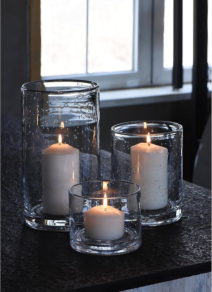 ARIAMOTION Hurricane Candle Holders for Pillar Hand Blown Glass Cylinder Vases Table Centerpiece ... | Amazon (US)
