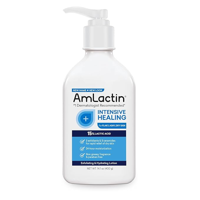 AmLactin Intensive Healing Body Lotion for Dry Skin – 14.1 oz Pump Bottle – 2-in-1 Exfoliator... | Amazon (US)