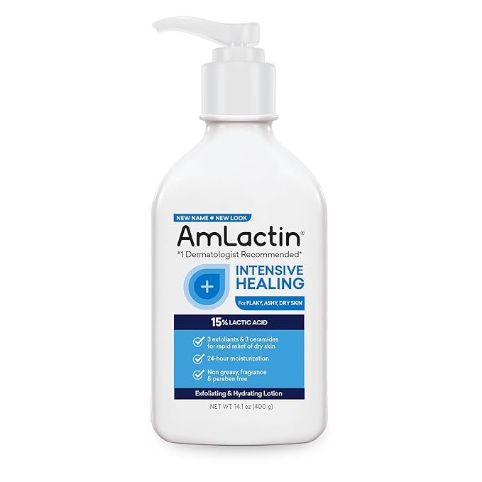 AmLactin Intensive Healing Body Lotion for Dry Skin – 14.1 oz Pump Bottle – 2-in-1 Exfoliator... | Amazon (US)