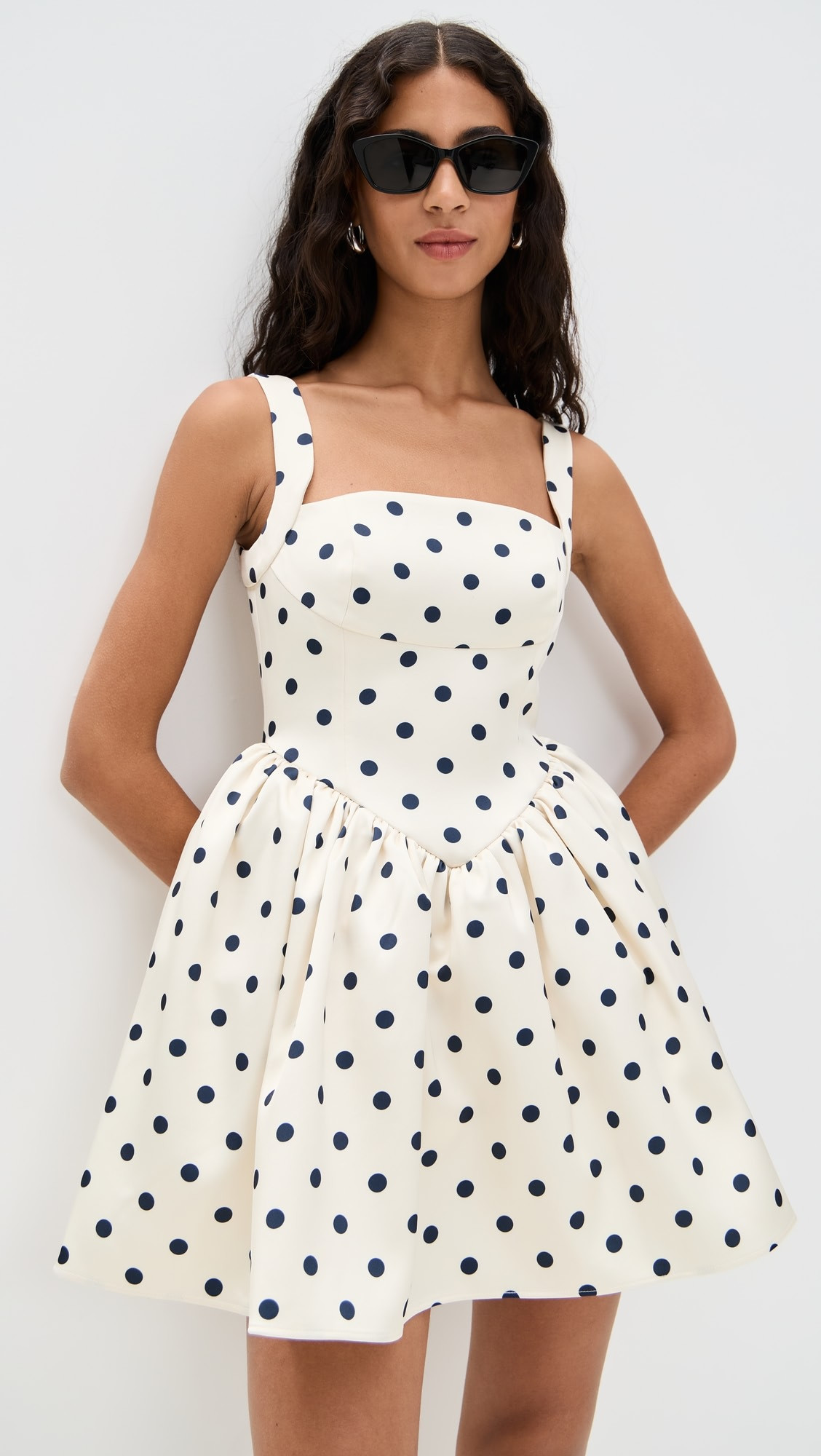 Self Portrait Cream Polka Dot Satin Mini Dress | Shopbop | Shopbop