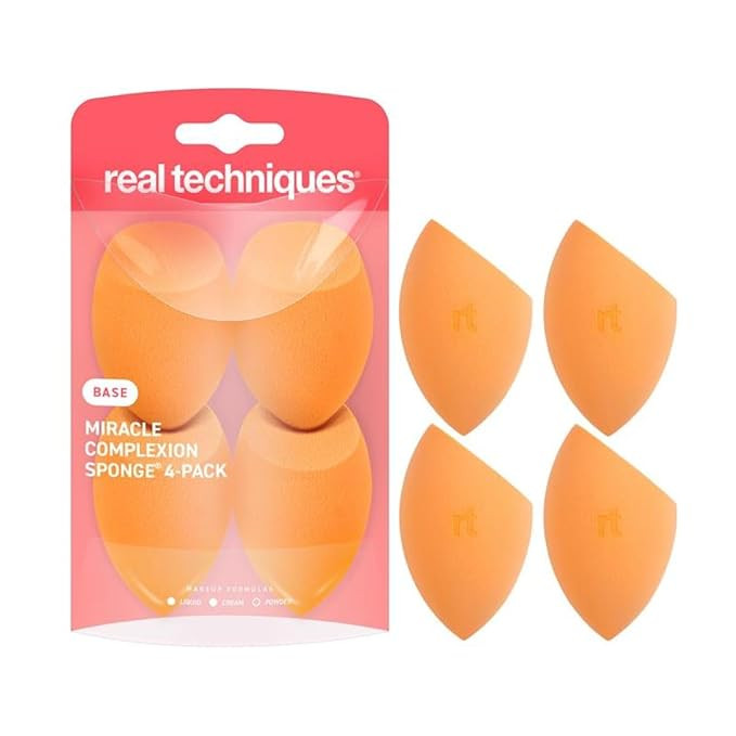 Real Techniques Miracle Complexion Sponge 4 Pack, Makeup Blending Sponges For Liquid & Cream Foun... | Amazon (US)