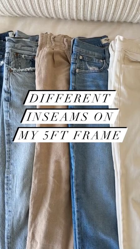 Different inseams on my 5ft frame. The longest inseam known is 26.5” and I wear those with heels. I have a crop at the shortest length of 23”  

Jeans, trousers, petite style, petite jeans, petite pants. 



#LTKfindsunder100 #LTKstyletip