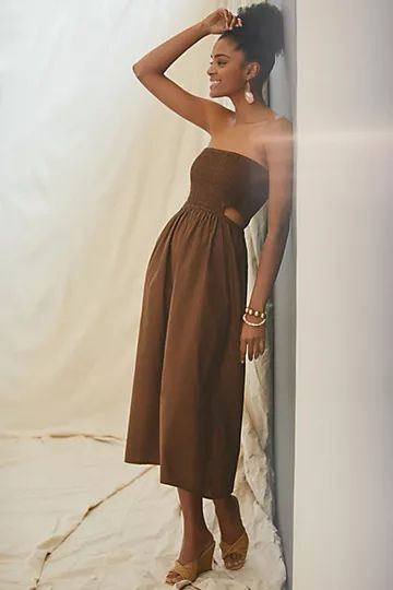 Faithfull Strapless Cutout Midi Dress | Anthropologie (US)