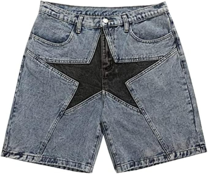 CUTEGAL Star Jorts for Men Denim Shorts Baggy Jorts Mid Rise Stretchy Patchwork Jeans Shorts Jort... | Amazon (CA)