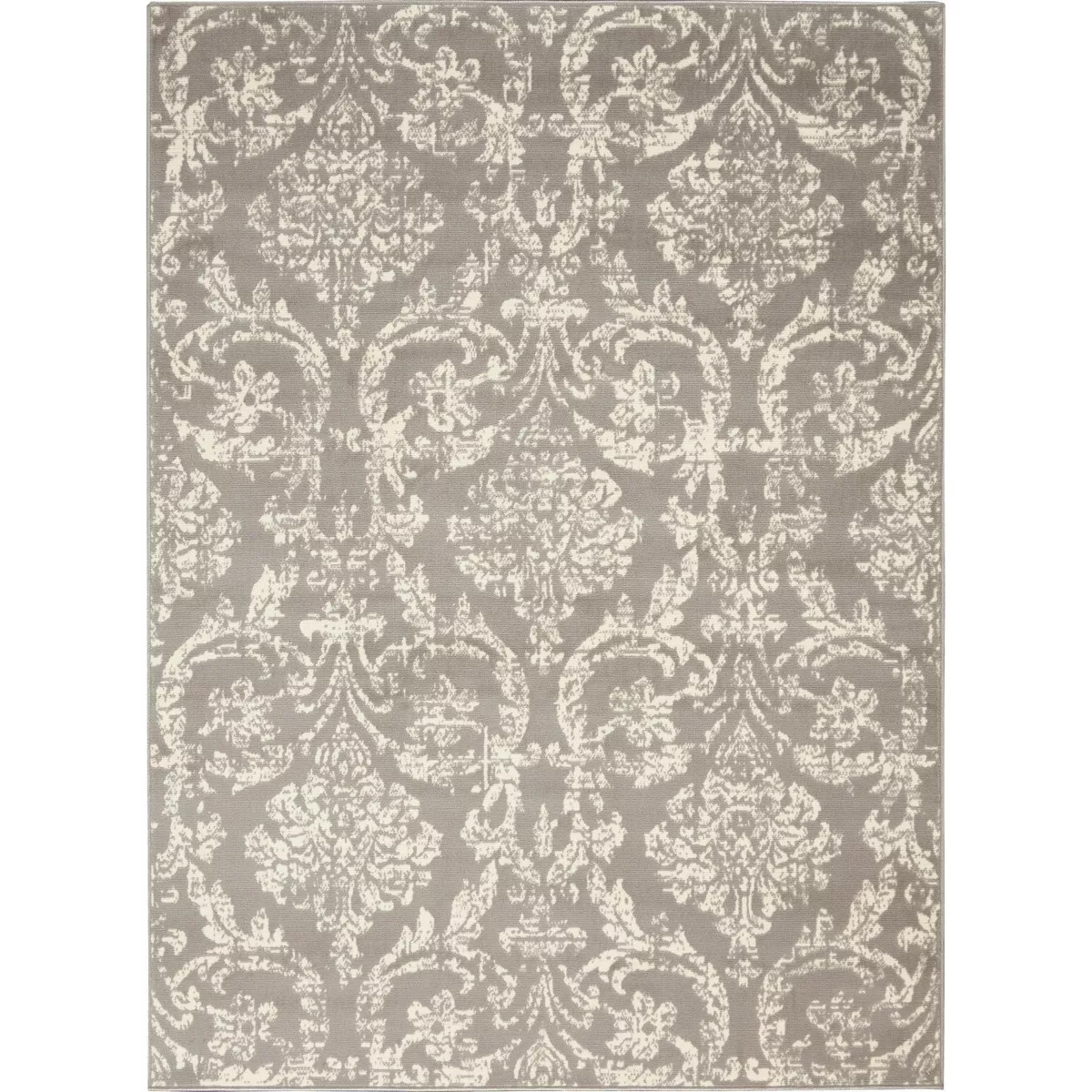 Nourison Jubilant Farmhouse Vintage Damask Area Rug Ivory Beige 7'10"x9'10" | Target