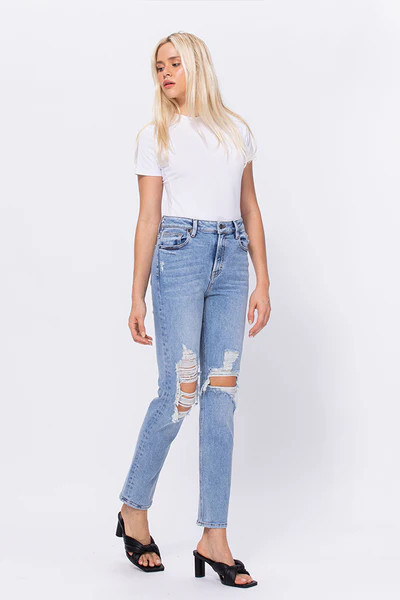 [ZOEY] DISTRESSED MOM JEAN | Hidden Jeans