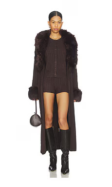 Show Me Your Mumu x REVOLVE Stormi Cardigan in Chocolate Knit With Faux Fur from Revolve.com | Revolve Clothing (Global)