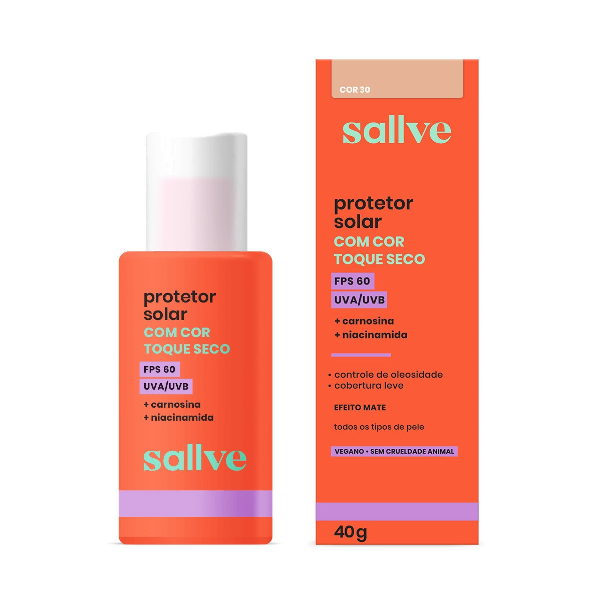 Protetor Solar Facial Creme Fps 60 Sallve 30 40G | DrogaRaia (BR)