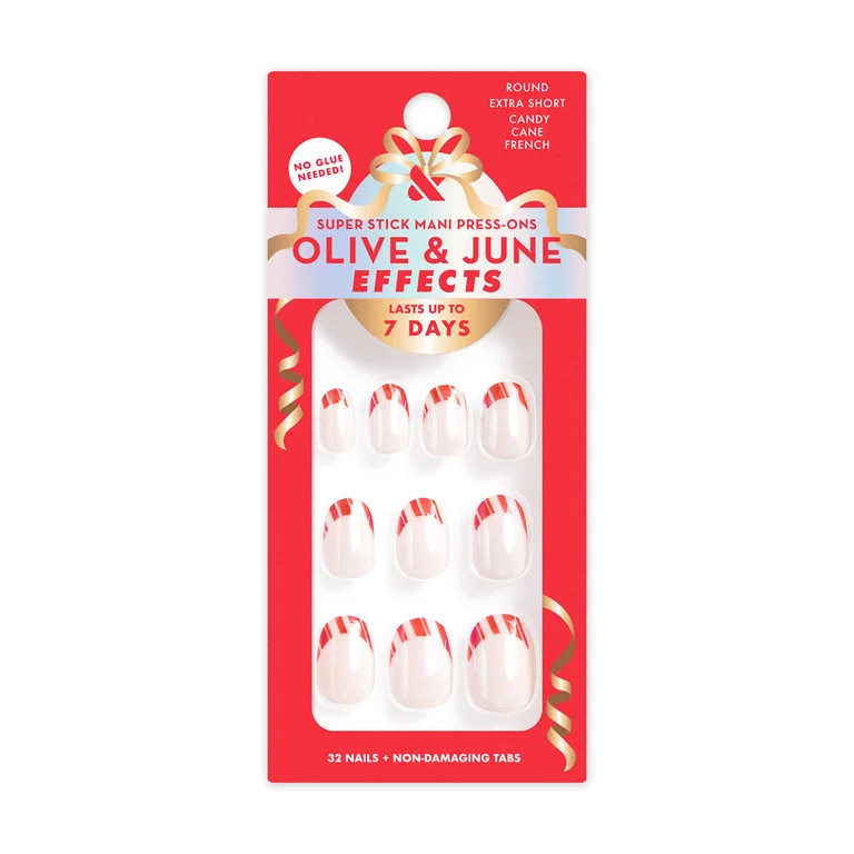 Olive & June Super Stick Effects XS Round Candy Cane French | Walmart (US)