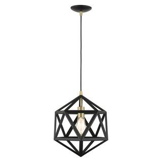 Livex Lighting Geometric 1 Light Textured Black Pendant 41328-14 - The Home Depot | The Home Depot
