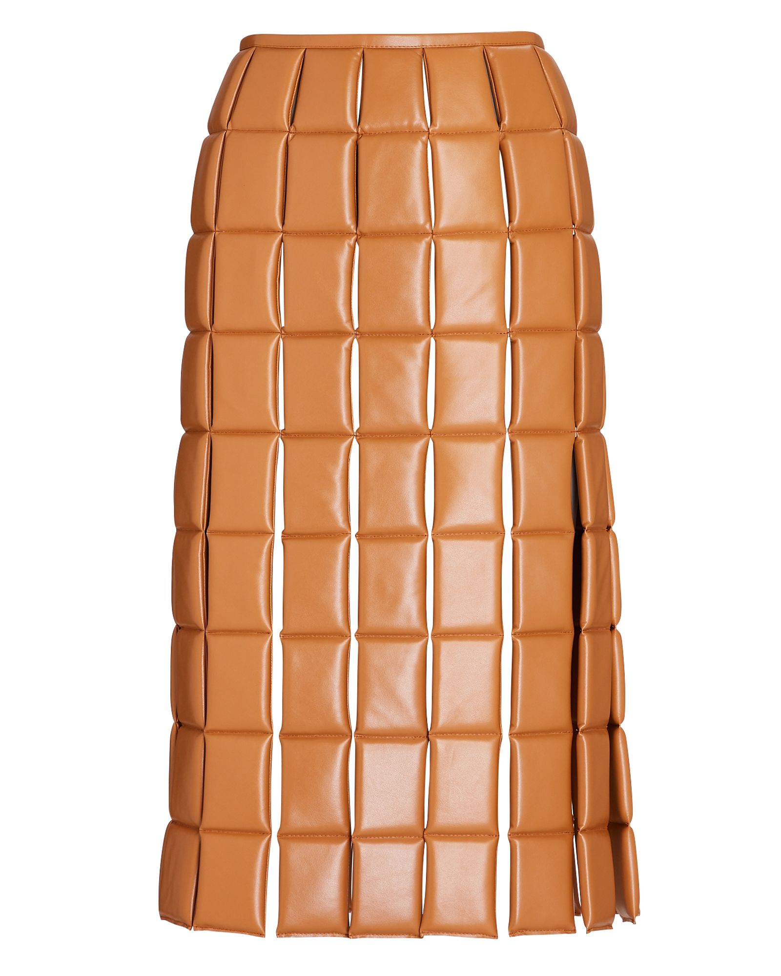 A.W.A.K.E. Mode Quilted Faux Leather Midi Skirt, Brown 38 | INTERMIX