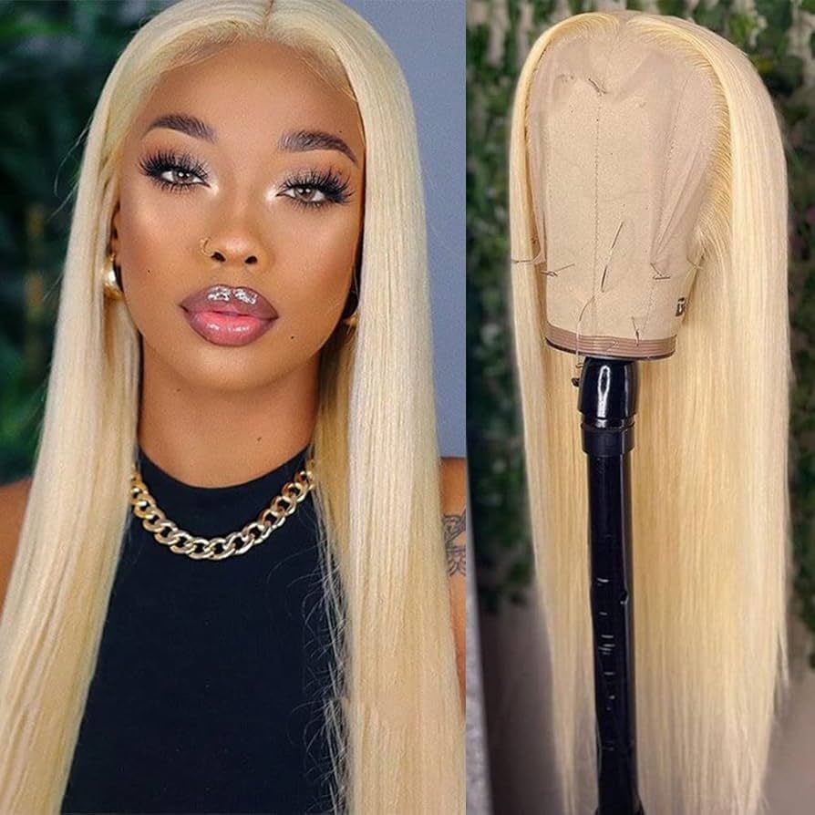 QD-Tizer Blonde Hair Lace Front Wig Long Straight Blonde Wig Natural Hair Heat Resistant Fiber Ha... | Amazon (US)