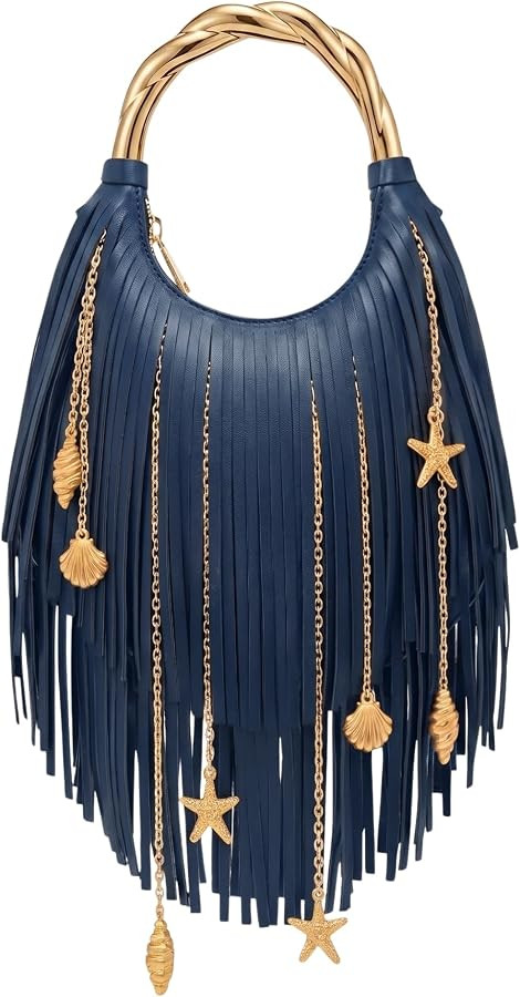 JW PEI Women's Chloe Metal Handle Fringe Top Handbag | Amazon (US)
