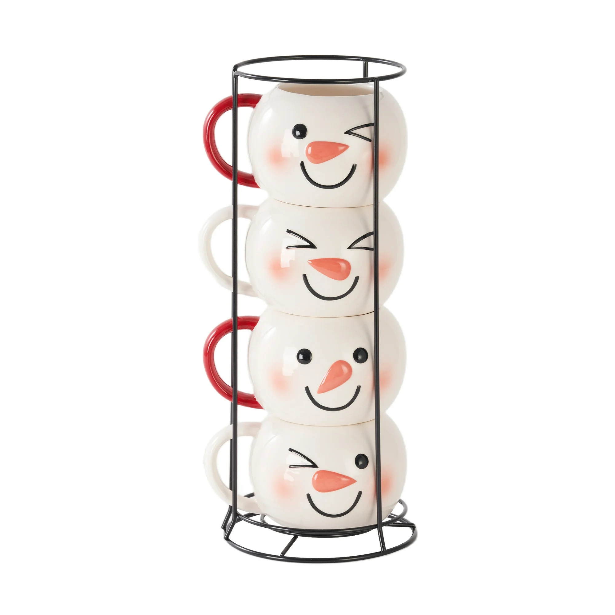 Holiday Time Ceramics 12 Oz Snowman Stacking Mug Stack, Set of 4 | Walmart (US)