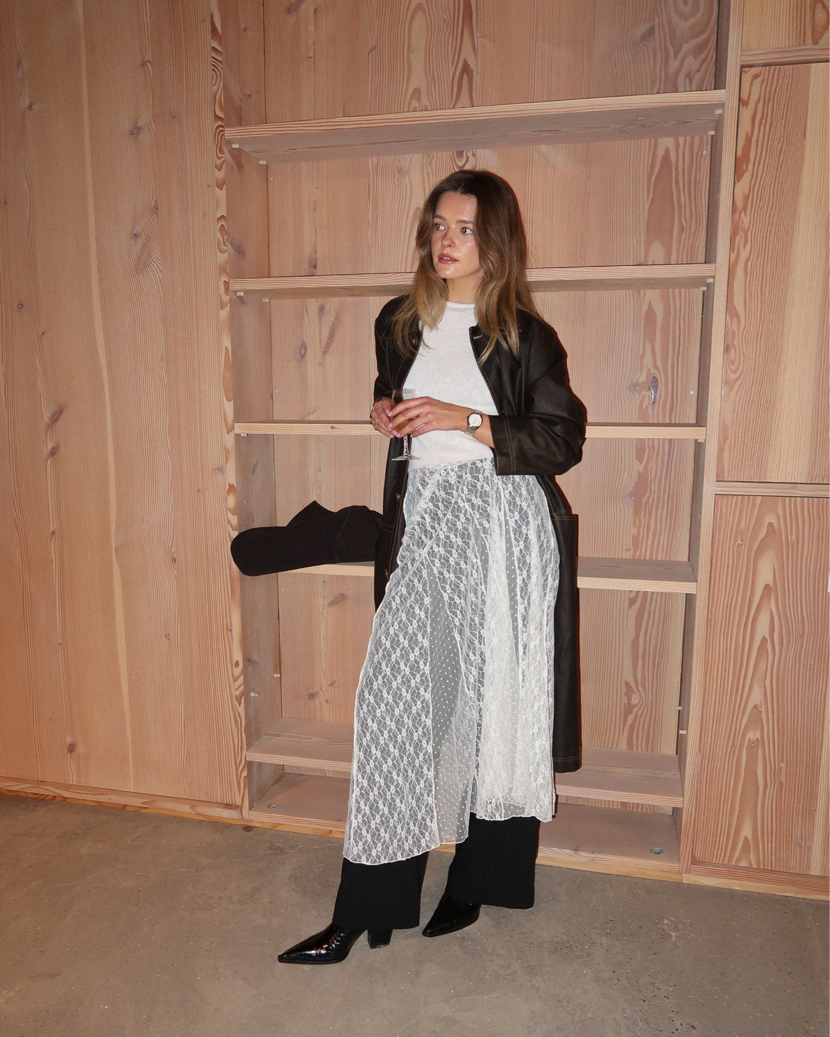 Lace dress, lace skirt, knit tee, baby tee, faux leather jacket, long jacket, long leather jacket, skirt over trousers, winter outfit, minimal style, CPHFW, asos, Miss Selfridge, black boots  

#LTKFashionMonth #LTKeurope #LTKuk