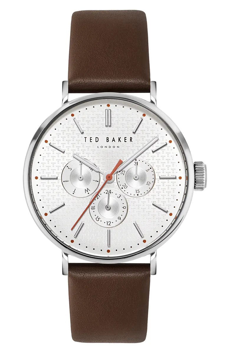 Phylipa Multifunction Leather Strap Watch, 41mm | Nordstrom