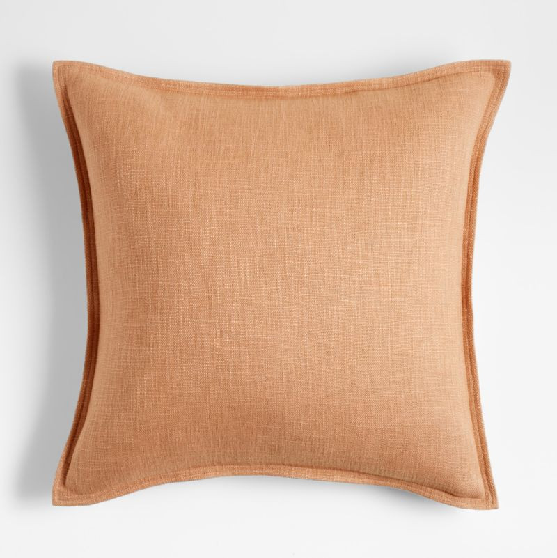 Terracotta 20"x20" Organic Laundered Linen Throw Pillow Cover + Reviews | Crate & Barrel | Crate & Barrel