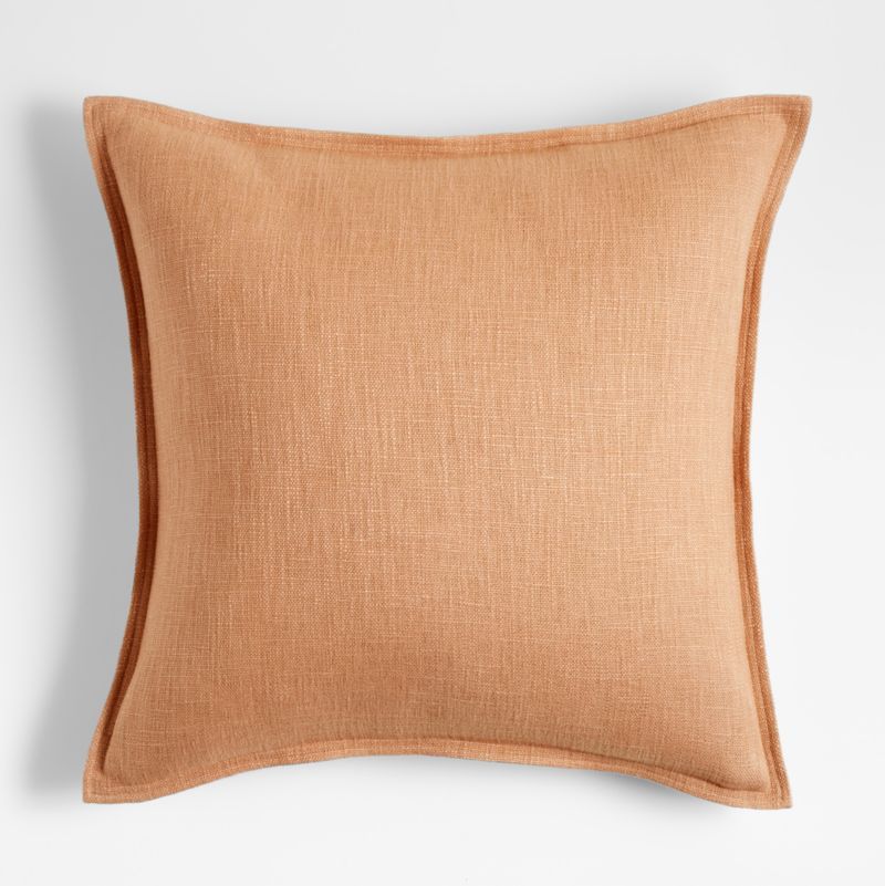 Terracotta 20"x20" Laundered Linen Square Decorative Throw Pillow with Feather-Down Insert + Revi... | Crate & Barrel