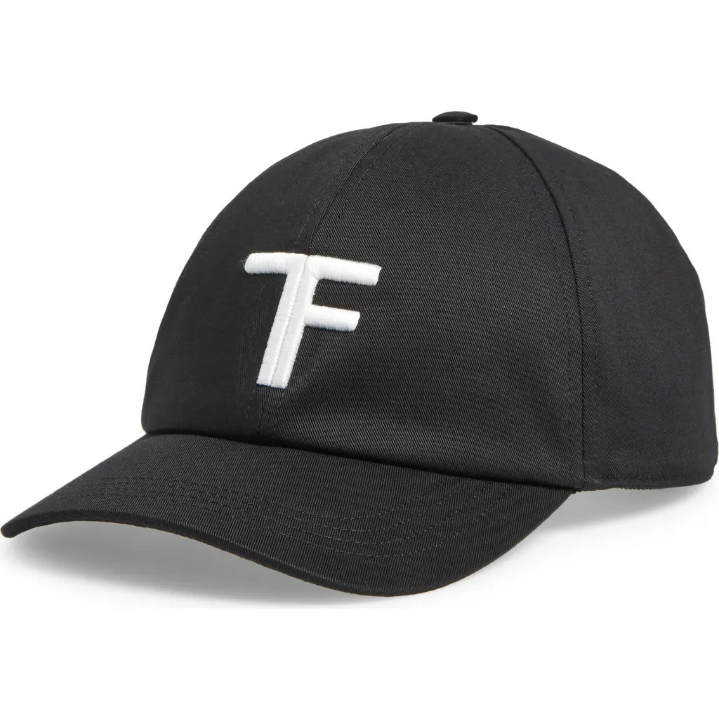 TOM FORD Cotton Twill Baseball Cap in 3Nw02 Black/Cream at Nordstrom, Size Large | Nordstrom