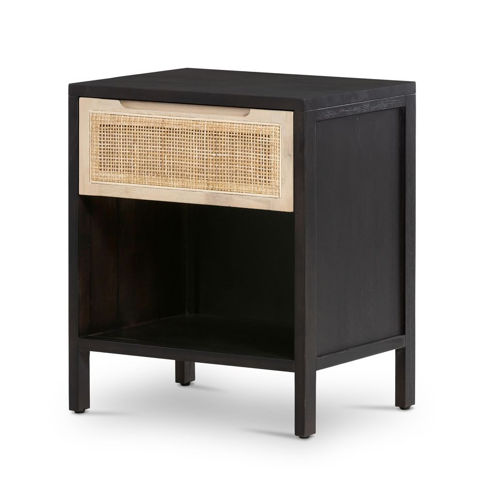 Modern (20&amp;quot;) Rattan Nightstand - Black | West Elm (US)