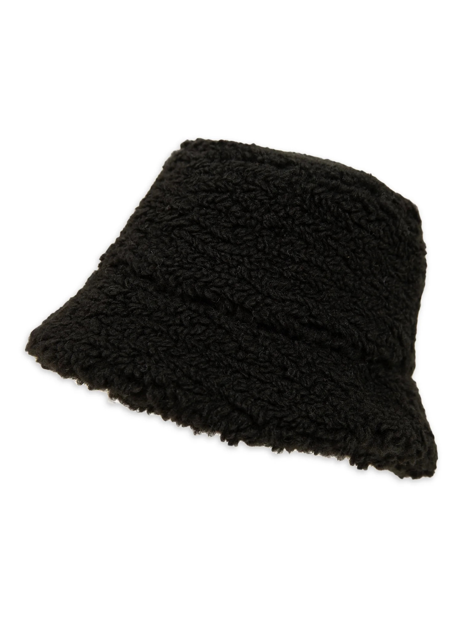 Time and Tru Teddy Sherpa Bucket Hat Black Color One Size | Walmart (US)