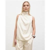 Pretty Lavish Breya Scarf Satin Top - Cream | Very (UK)