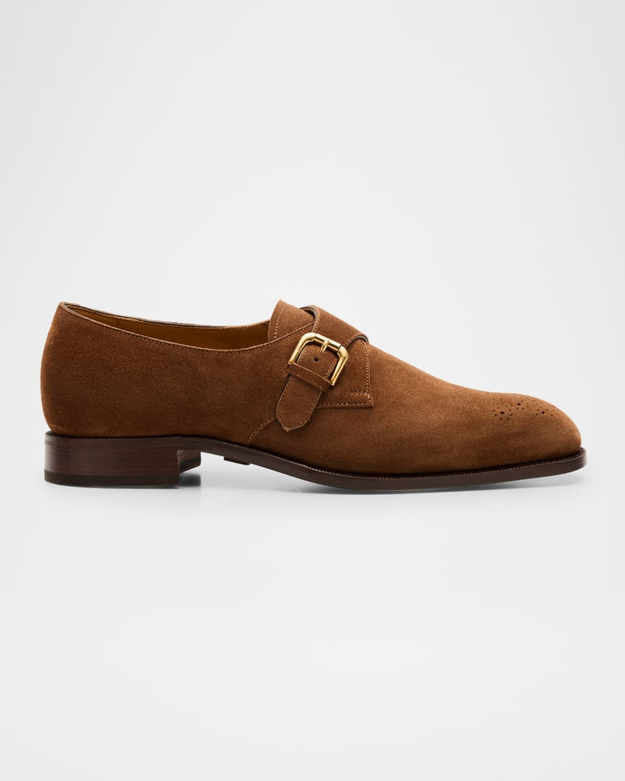Men's Darnell II Suede Monk-Strap Loafers | Neiman Marcus