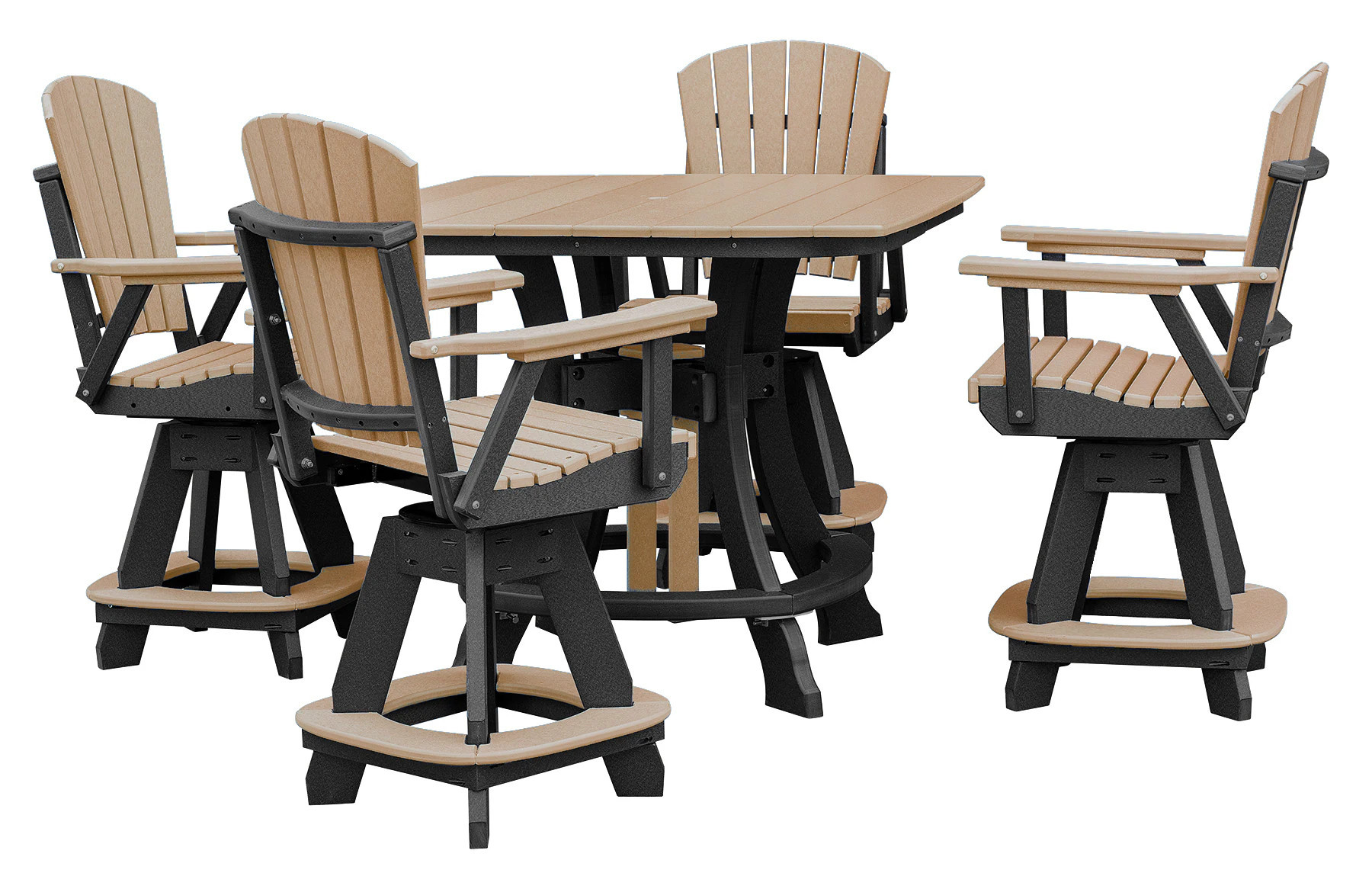 American Furniture Classics Amish HDPE 5 -Piece Black Counter height Resin Square Table with 4 Swivel Chairs one_size | CS130CBK-K | Lowe's