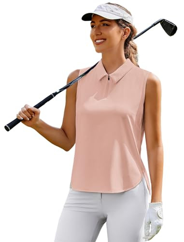 PINSPARK Women Golf Shirts Sleeveless UPF 50+ Tennis Polo V-Neck Quick Dry Athletic T Shirt 1/4 Z... | Amazon (US)