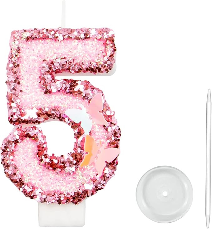 2.8" Birthday Number Candle Glitter Happy Birthday Cake Candles for Birthday Mermaid Themed Party... | Amazon (US)