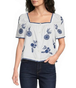 J.Marie Laken Button Up Short Sleeve Top | Dillard's | Dillard's