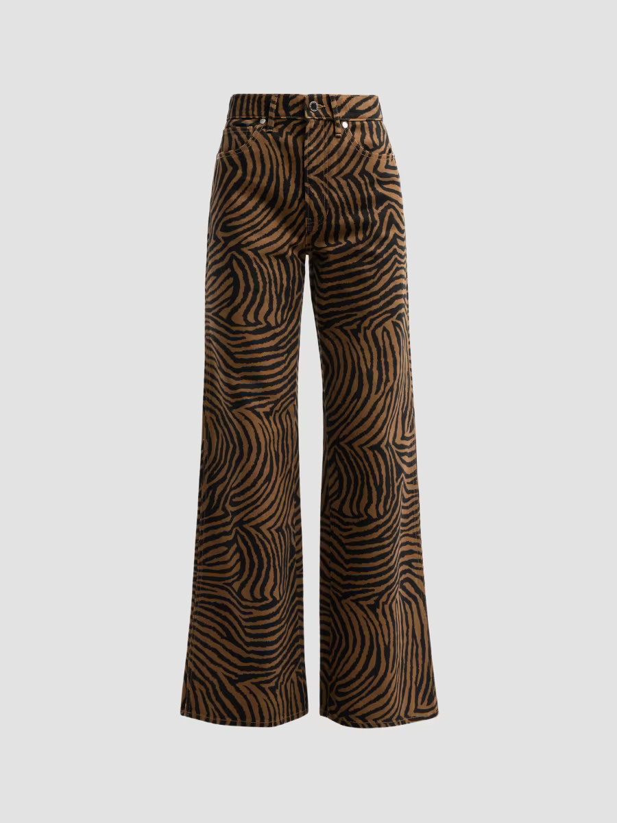 Veronica Beard Women's Kasey Ziger-Print Wide-Leg Jeans - Ochre Black - Size 30 | Saks Fifth Avenue