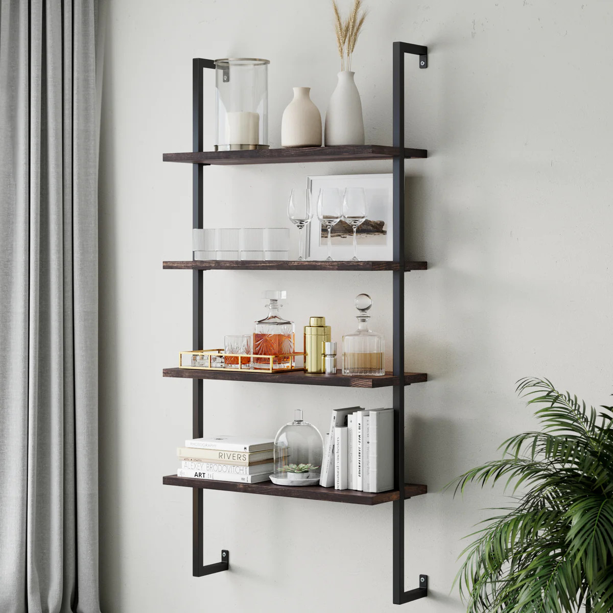 Theo Ladder Bookcase | 4-Shelf | Wood Finish | Nathan James