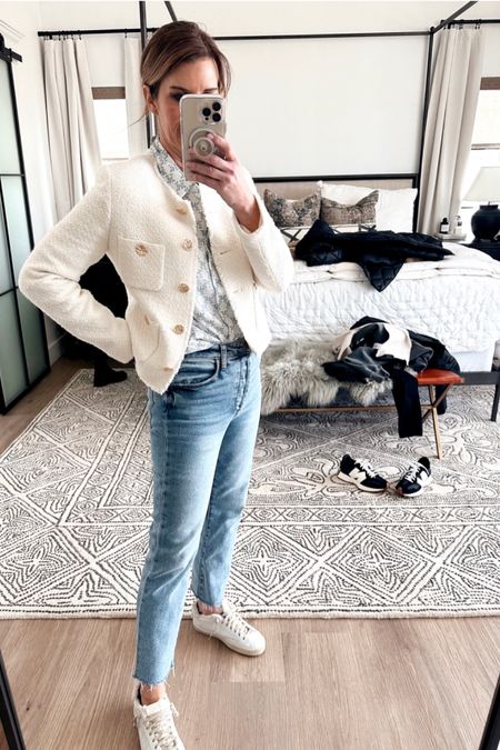 What I wore Paris Day 2
Blouse size 6 flowy Mango 
Evereve ever straight jeans #tts
Boucle jacket 

#LTKtravel #LTKstyletip #LTKunder50