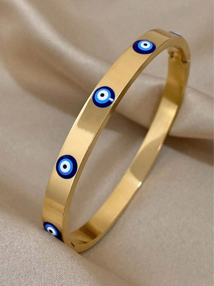 1pc European Style Stainless Steel Evil Eye Design Bracelet For Women, Suitable For Party, Gather... | SHEIN