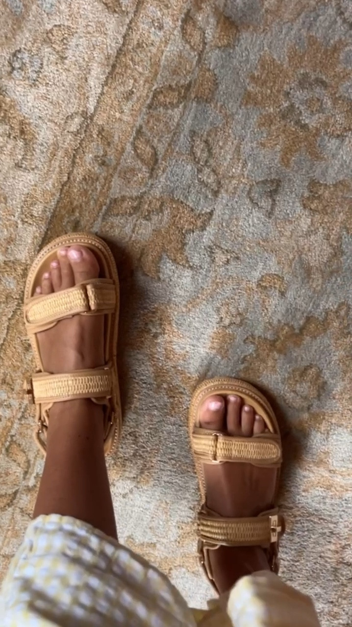 Look for less chunky raffia strappy footbed sandals- half the price of other brands and ships quick! True to size! Goes with anything for summer!

Amazon find 
Amazon summer finds raffia woven strappy sandals platform sandals mom outfits affordable style affordable shoes 

#LTKFindsUnder100 #LTKShoeCrush