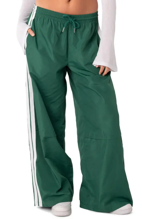 EDIKTED Fauna Nylon Track Pants in Green at Nordstrom, Size Large | Nordstrom