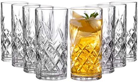 Royalty Art Kinsley Clovelly Tall Highball Glasses Set of 8, 12 Ounce Cups, Textured Designer Gla... | Amazon (US)