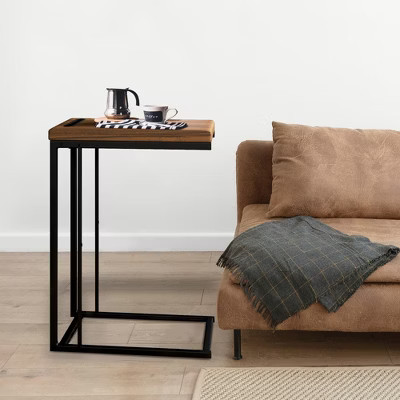 eHemco Slide Under Sofa C Shaped Side Table with Coffee Top for Living Room | Target