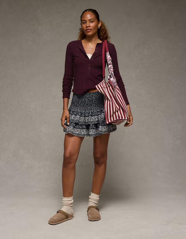 AE Long Sleeve Henley T-Shirt | American Eagle Outfitters (US & CA)