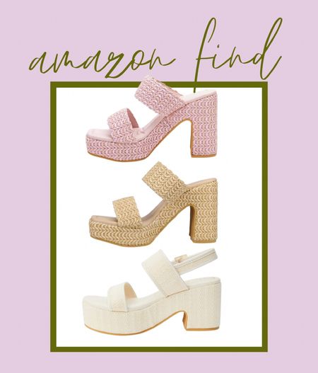 Amazon spring/summer heels. 

Beach brand pink heels. Tan straw heels. White beach chunky heels. 

#LTKshoecrush #LTKunder50 #LTKstyletip