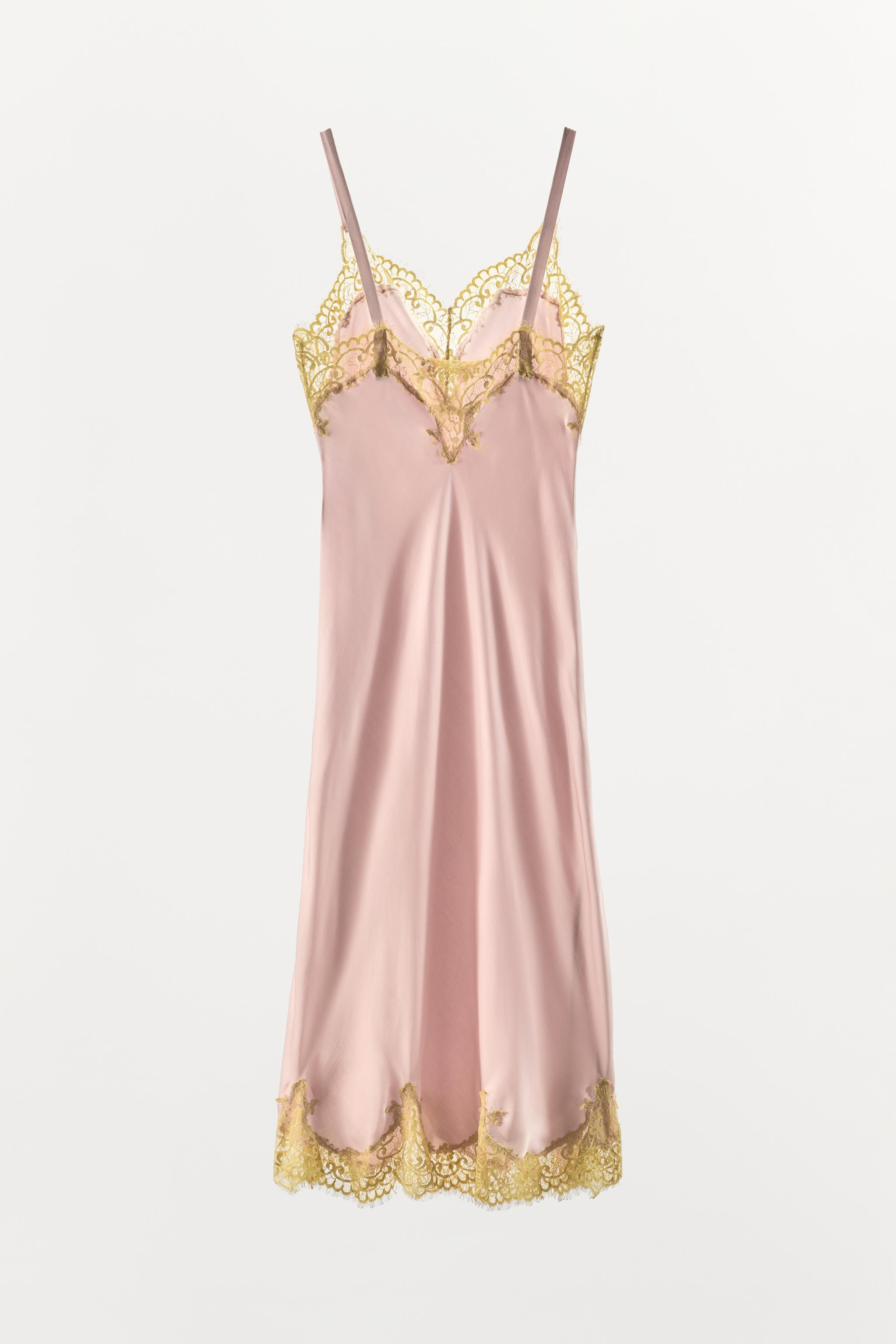 SATIN MIDI LACE DRESS | Zara US